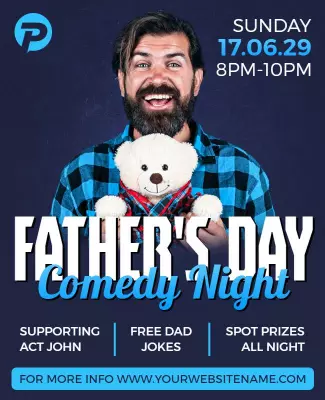 Playful Blue Father's Day Comedy Night Poster Template