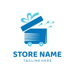 Playful Blue Gift Box Surprise Perfect for Gift Shop Logo Template