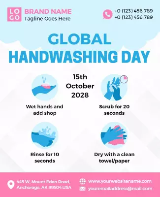 Playful Blue Global Handwashing Day Awareness Poster Template