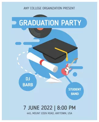 Playful Blue Graduation Party Celebration Poster Template