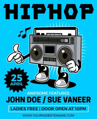 Playful Blue Hip-Hop Music Event Poster Template