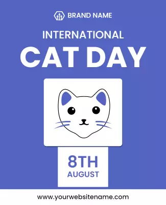 Playful Blue International Cat Day Celebration Poster Template