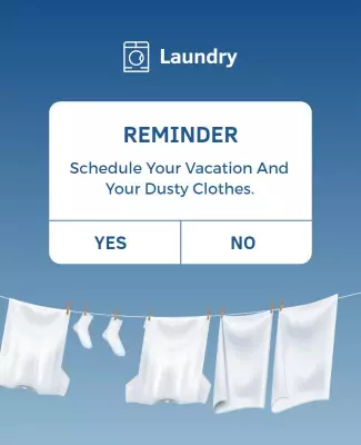 Playful Blue Laundry Reminder Notification Poster Template