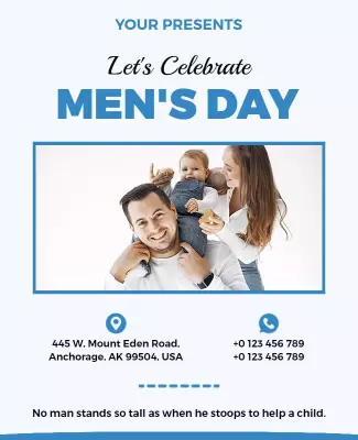 Playful Blue Men’s Day Celebration Family Poster Template