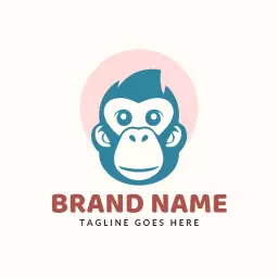 Playful Blue Monkey Design for Fun Brands Logo Template