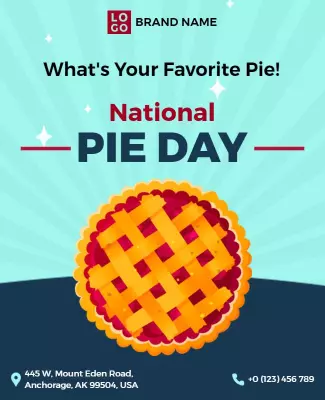Playful Blue Pie Day Celebration Poster Template