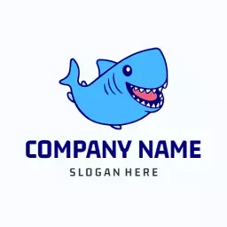Playful Blue Shark Design for Unique Fishing Logo Template