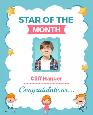 Playful Blue Star of the Month Award Recognition Poster Template