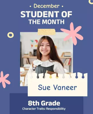 Playful Blue Student of the Month Recognition Poster Template