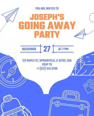 Playful Blue Travel-Themed Going Away Party Poster Template