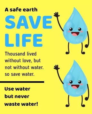 Playful Blue Water Conservation Awareness Poster Template