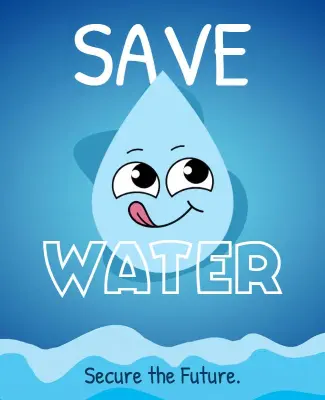 Playful Blue Water Drop Conservation Awareness Poster Template