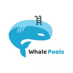 Playful Blue Whale with Pool Ladder Design for Swimming Pool Logo Template