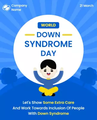 Playful Blue World Down Syndrome Day Awareness Poster Template