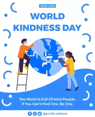 Playful Blue World Kindness Day Awareness Poster Template