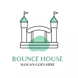 Playful Bounce House Design with Green Accents Logo Template