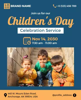 Playful Bright Children's Day Celebration Service Poster Template