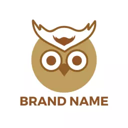 Playful Brown and Gold Owl Design for Your Brand Logo Template