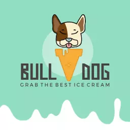 Playful Bulldog Enjoying Ice Cream in Refreshing Design Logo Template