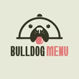 Playful Bulldog Illustration Showcasing Delicious Food Menu Logo Template