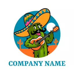 Playful Cactus Character Celebrating Mexico's Culture Logo Template
