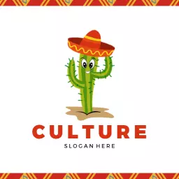 Playful Cactus Wearing a Sombrero Celebrating Culture Logo Template