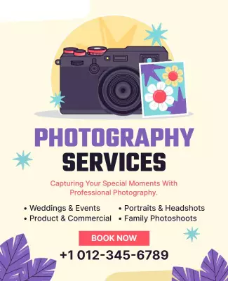 Playful Camera-Themed Photography Services Poster Template