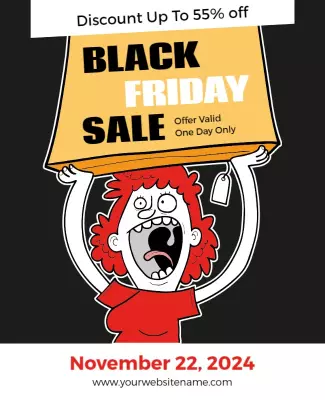 Playful Cartoon Black Friday Sale Discount Poster Template