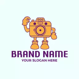 Playful Cartoon Camera Design Capturing Vlogger Content Logo Template