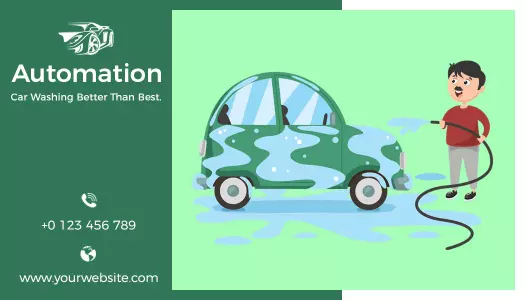 Playful Cartoon Car Wash Service Business Card Template