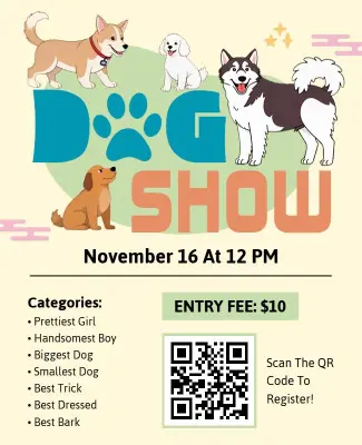 Playful Cartoon Dog Show Event Flyer Template