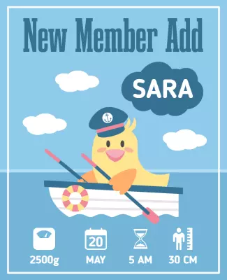 Playful Cartoon Duck Sailing Adventure Announcement Poster Template