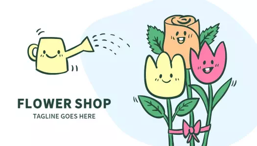 Playful Cartoon Flower Shop Business Card Template