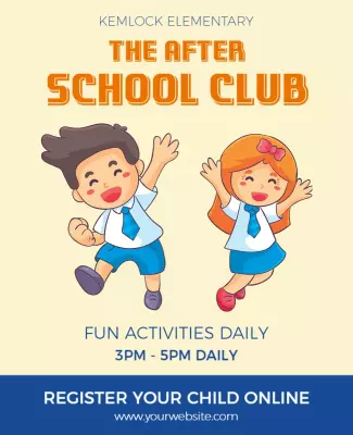Playful Cartoon Kids After School Club Activities Poster Template