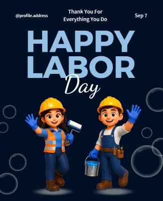 Playful Cartoon Labor Day Appreciation Celebration Poster Template