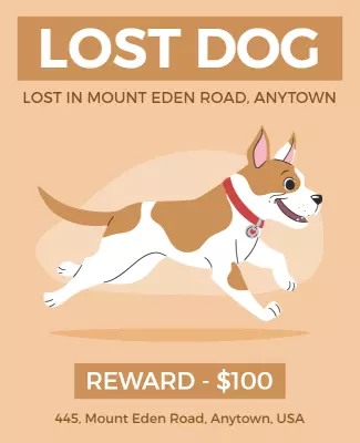 Playful Cartoon Lost Dog Alert Poster Template