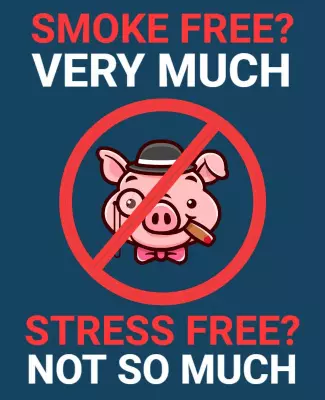 Playful Cartoon Pig Smoke Free Humor Poster Template