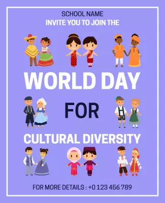 Playful Cartoon Style World Day for Cultural Diversity Poster Template