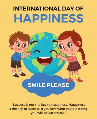 Playful Cartoon Theme International Day of Happiness Poster Template