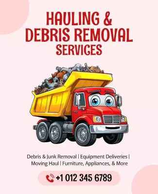 Playful Cartoon Truck for Debris Removal Services Poster Template