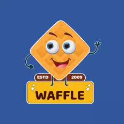 Playful Cartoon Waffle Character with Retro Design Logo Template