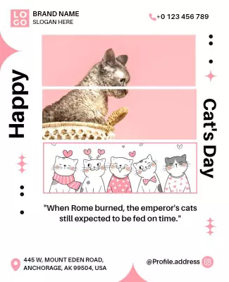 Playful Cat-Themed Happy Cat's Day Celebration Poster Template