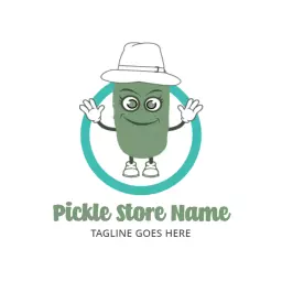 Playful Character Design of a Happy Pickle Store Logo Template