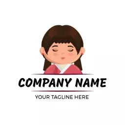 Playful Character Design Showcasing Asian Doll Culture Logo Template