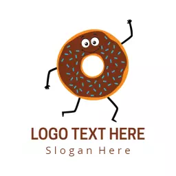 Playful Character Running with a Chocolate Donut Logo Template