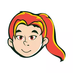 Playful Character with Bright Red Hair Mascot Logo Template