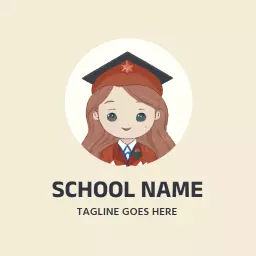 Playful Character with Graduate Attire for School Logo Template