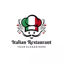 Playful Chef Icon Representing Authentic Italian Restaurant Logo Template