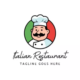Playful Chef Icon Surrounded by Italian Colors Logo Template