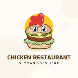 Playful Chicken Burger Design Representing Restaurant Logo Template